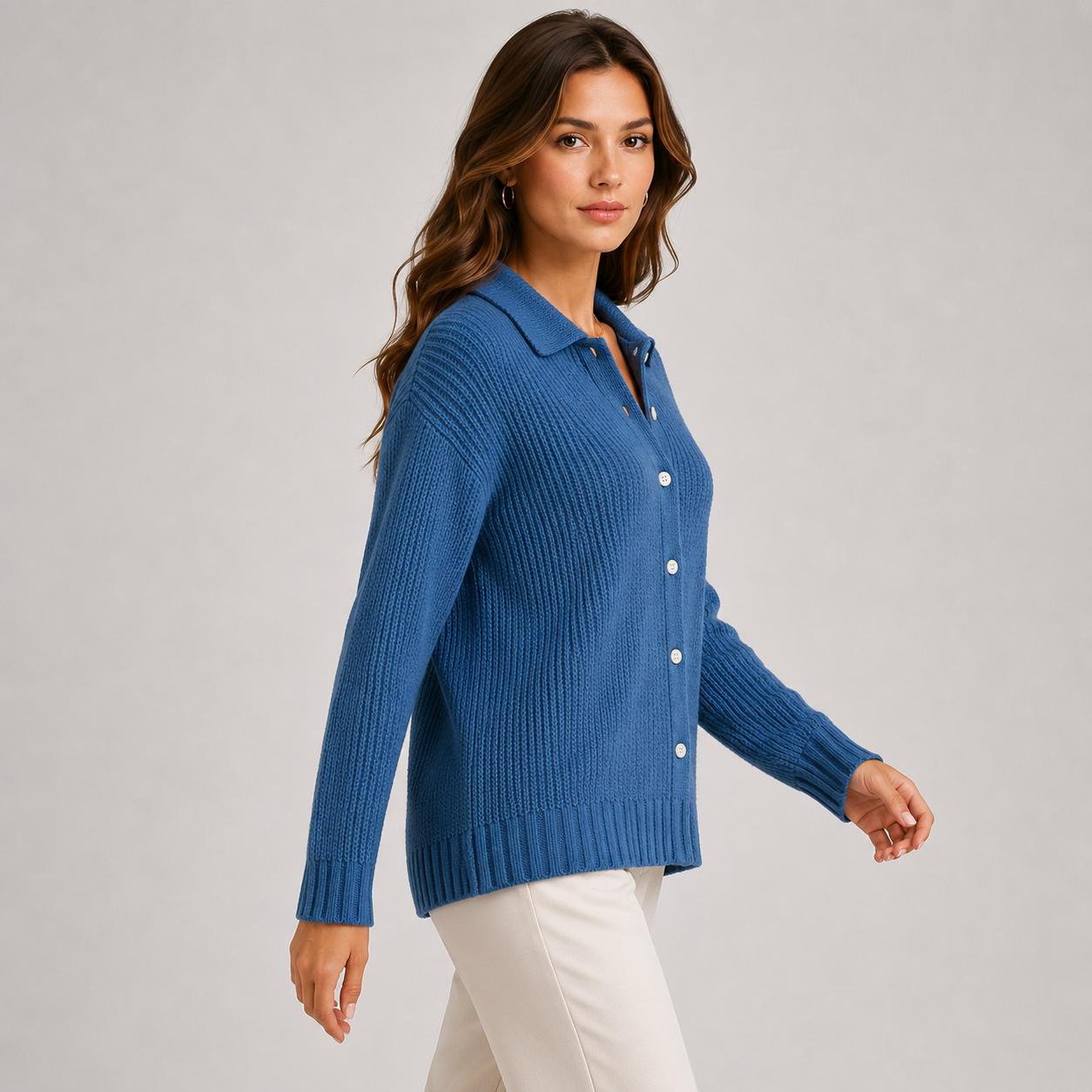 Longline Knit Cardigan, Soft Button Front Relaxed Fit