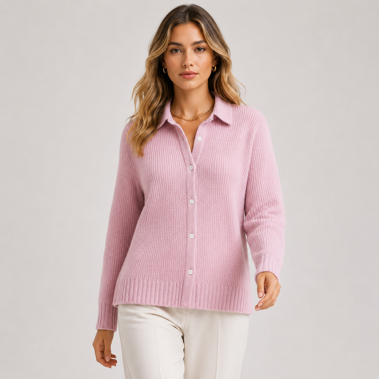 Longline Knit Cardigan, Soft Button Front Relaxed Fit