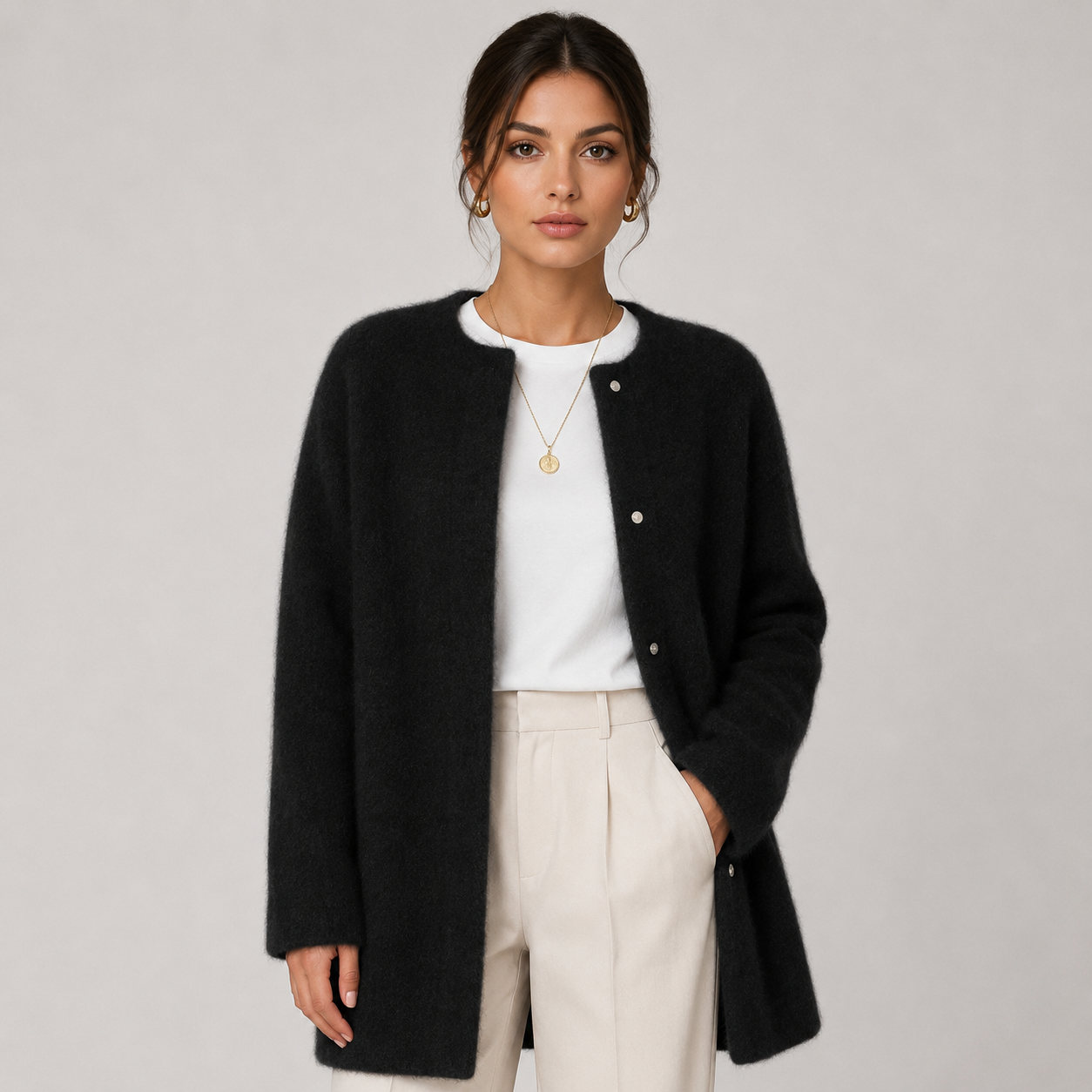Button Front Knit Cardigan, Soft Relaxed Warm Layer