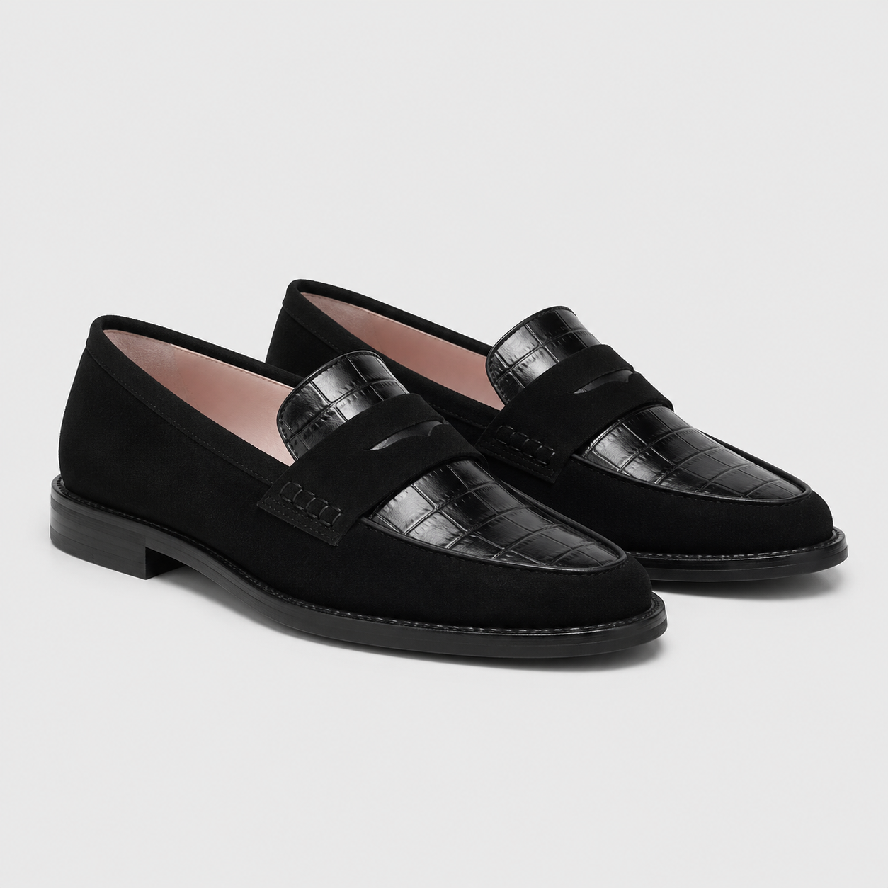 Slip-On Loafers with Arch Support, Black Walking Shoe