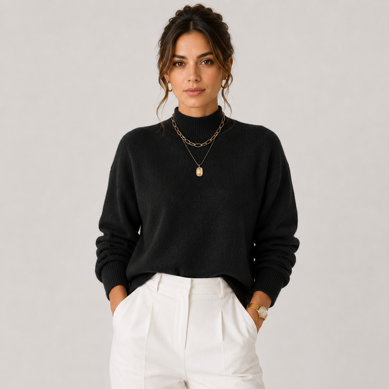 Soft Knit Turtleneck Pullover, Cozy Winter Layering Top
