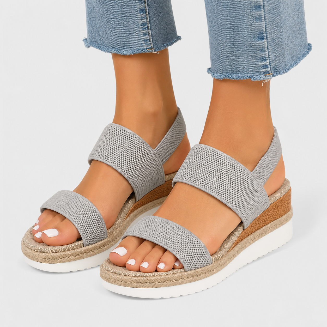 Platform Sandals, Lightweight Stretch Strap Summer Shoes