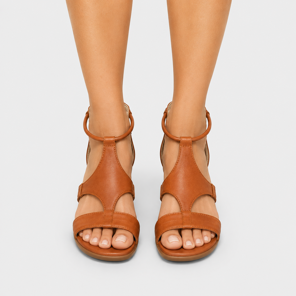 Open Toe Leather Sandals, Cushioned Supportive Footbed