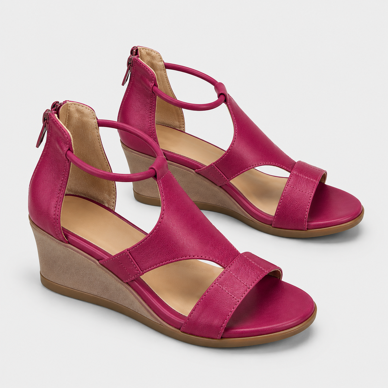 Open Toe Leather Sandals, Cushioned Supportive Footbed