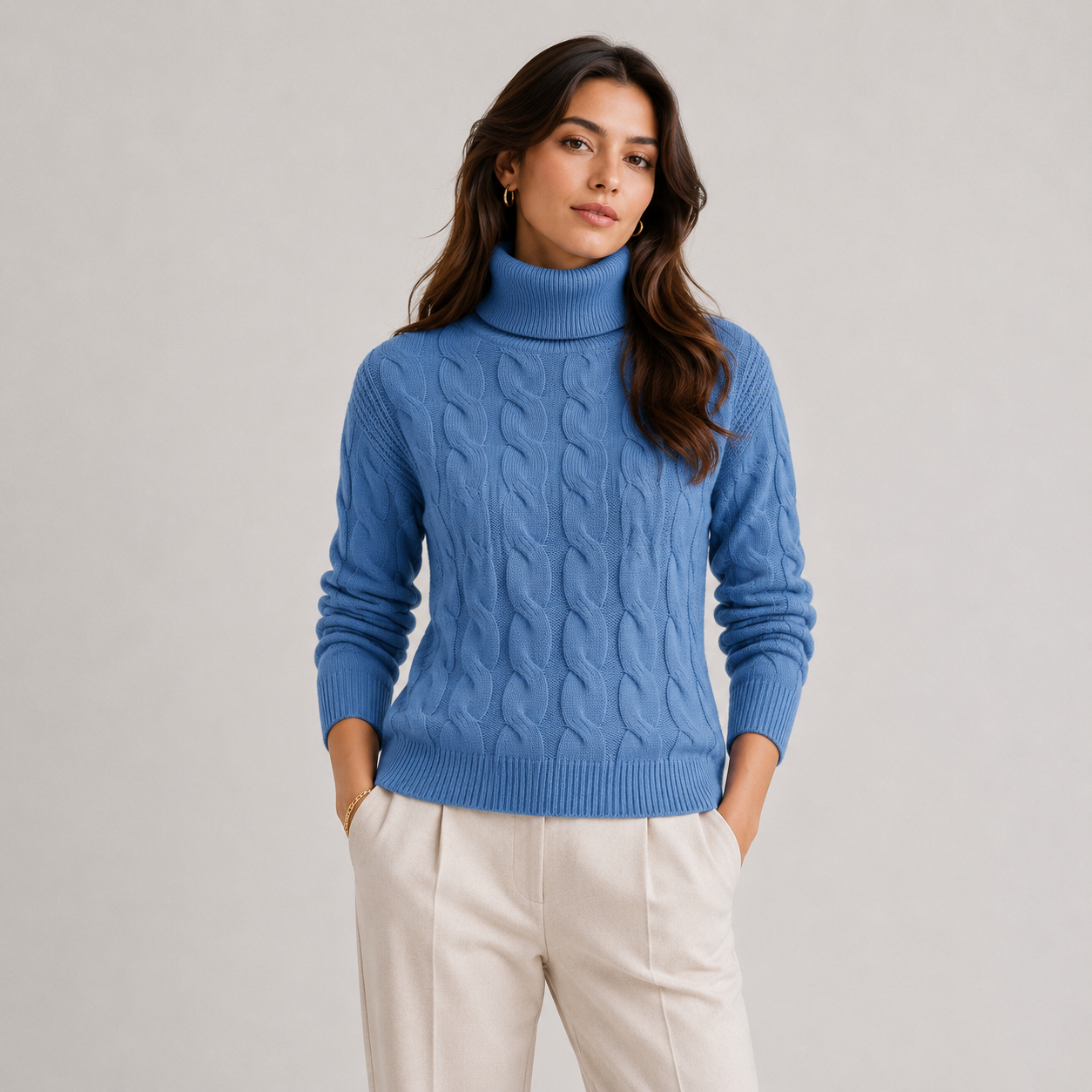 Turtleneck Sweater, Long Sleeve Lightweight Knit Top