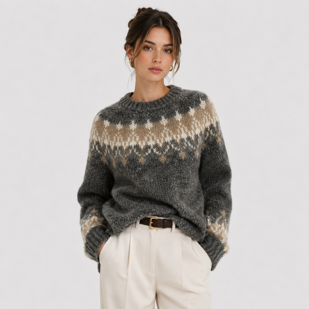 Cashmere Look Pullover, Lightweight Warm Knit Sweater