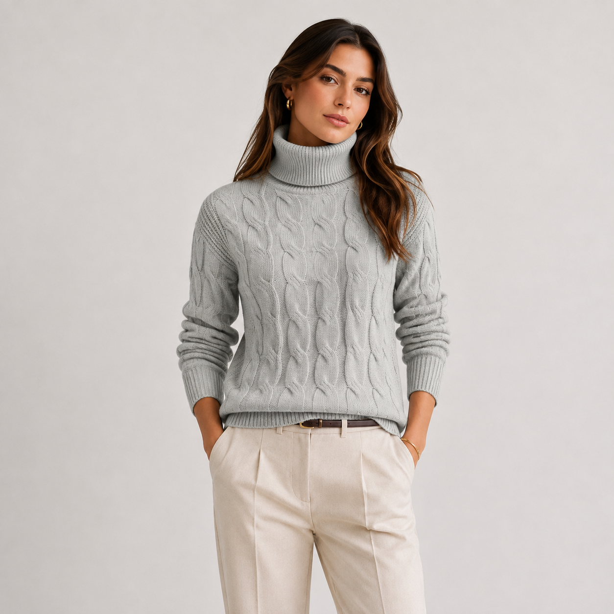 Turtleneck Sweater, Long Sleeve Lightweight Knit Top
