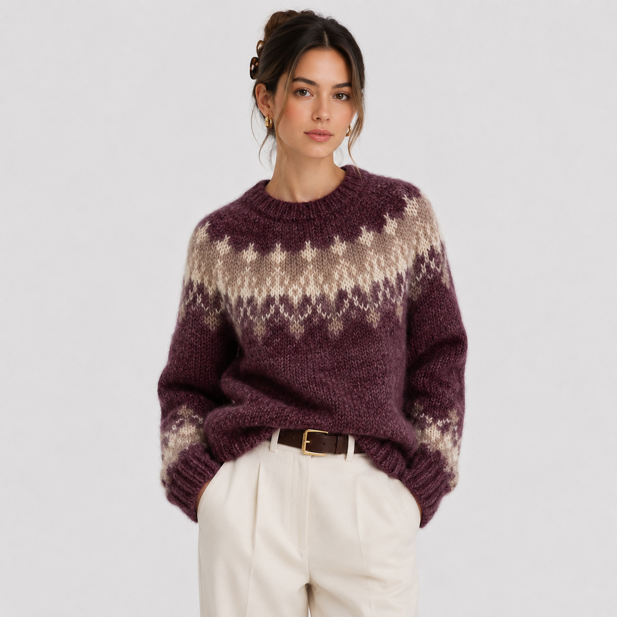 Cashmere Look Pullover, Lightweight Warm Knit Sweater