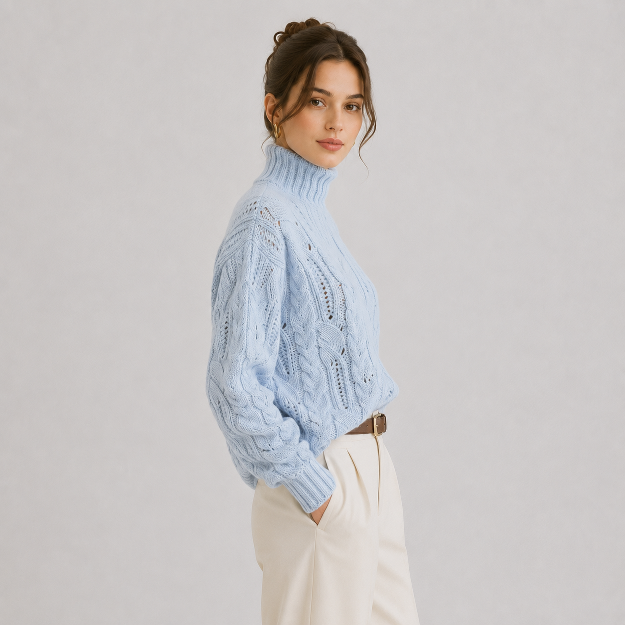 Cashmere Look Sweater, Warm Long Sleeve Knit Jumper