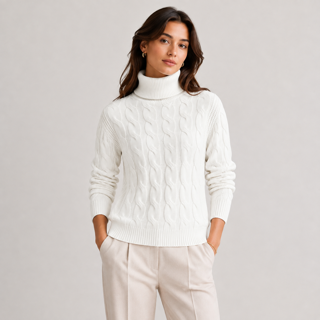 Turtleneck Sweater, Long Sleeve Lightweight Knit Top