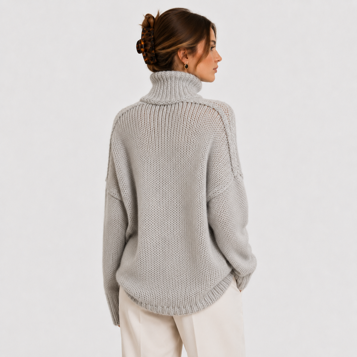 Relaxed Knit Pullover Sweater, Cosy Long Sleeve Top