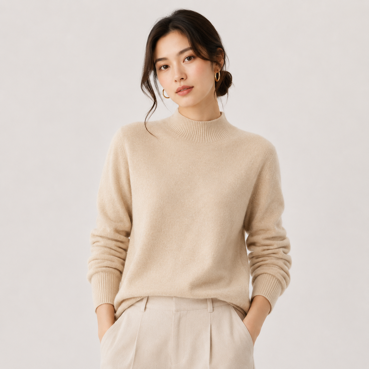 Cashmere Feel Knit Sweater, Lightweight Classic Fit