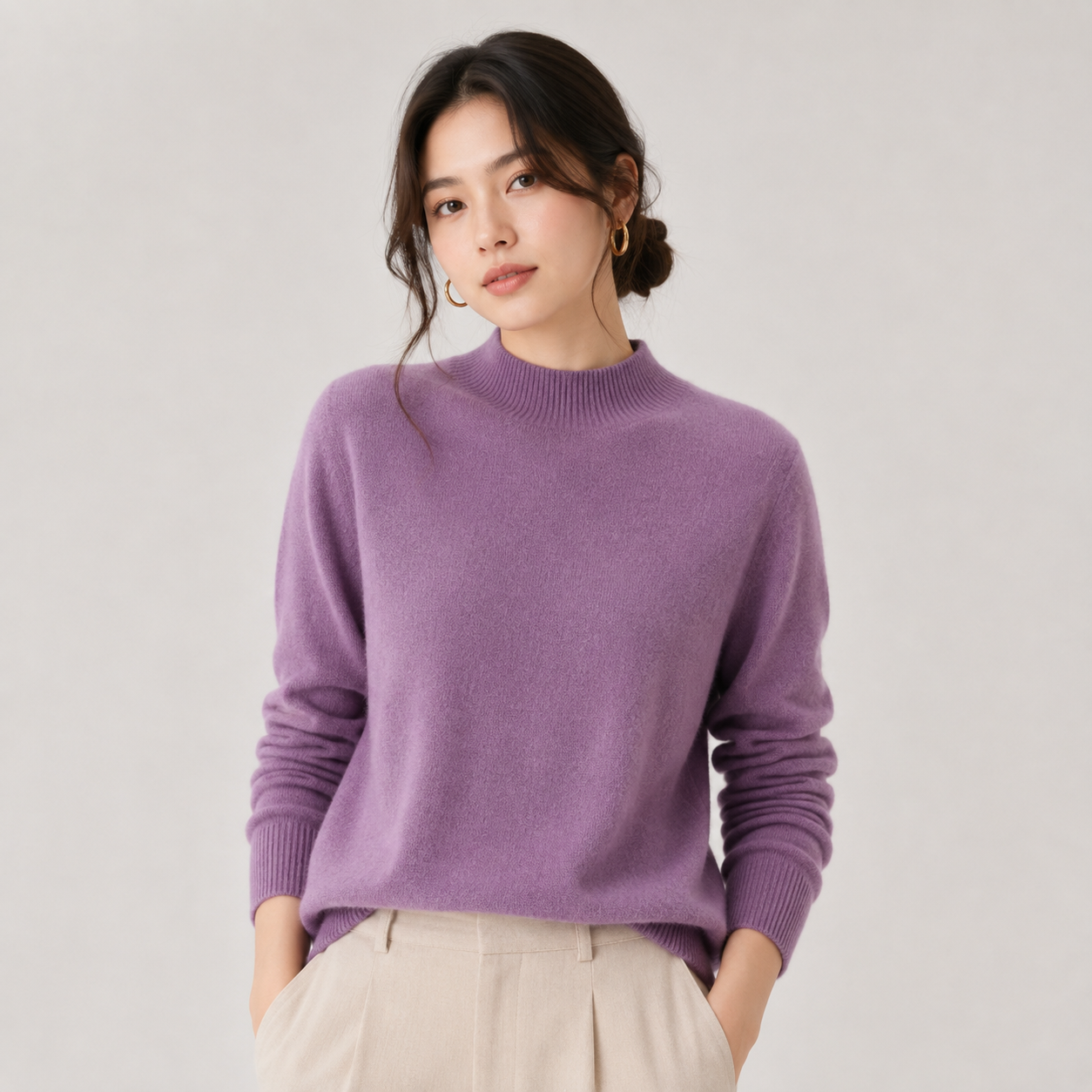 Cashmere Feel Knit Sweater, Lightweight Classic Fit