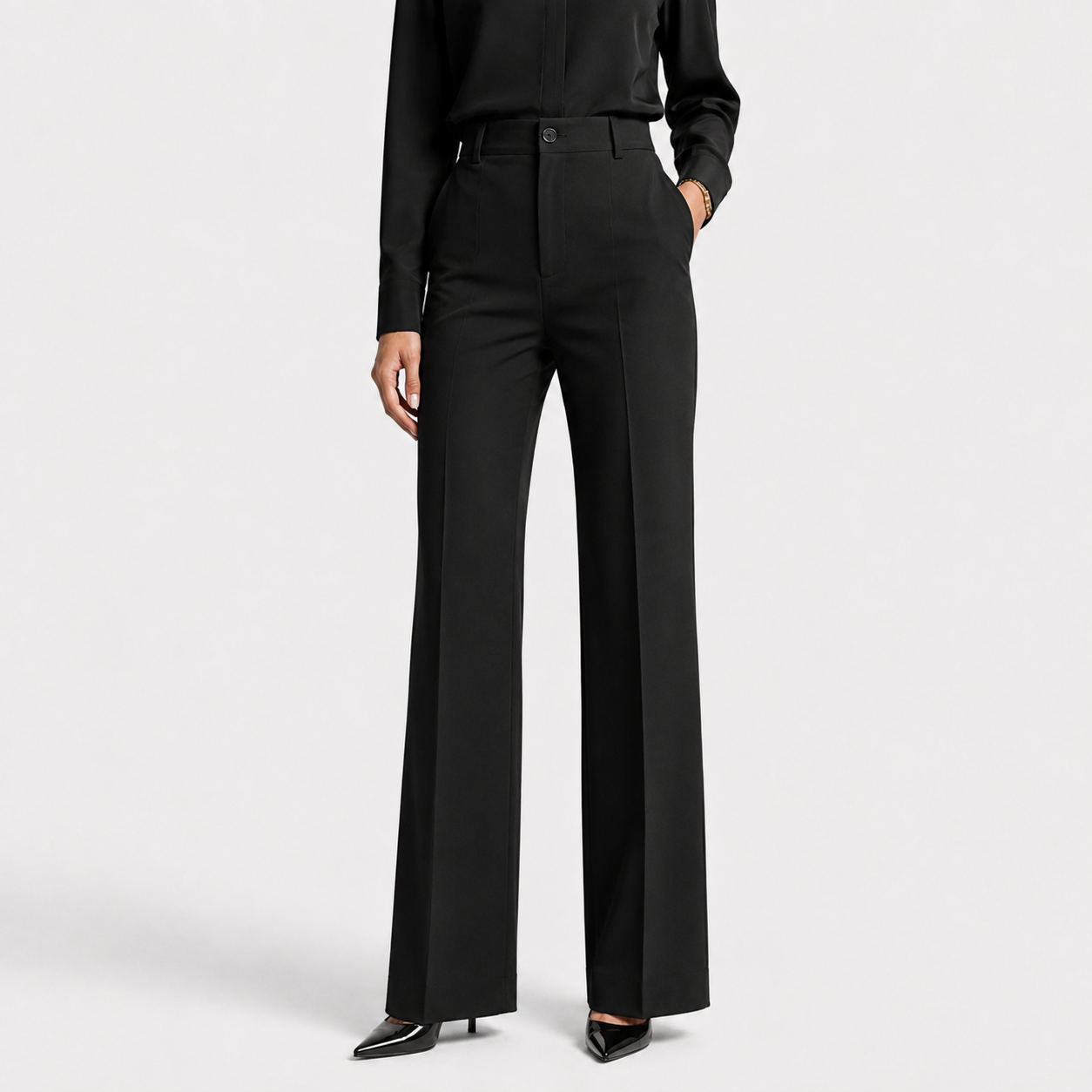 High Waisted Wide Leg Trousers, Office Ready Pants
