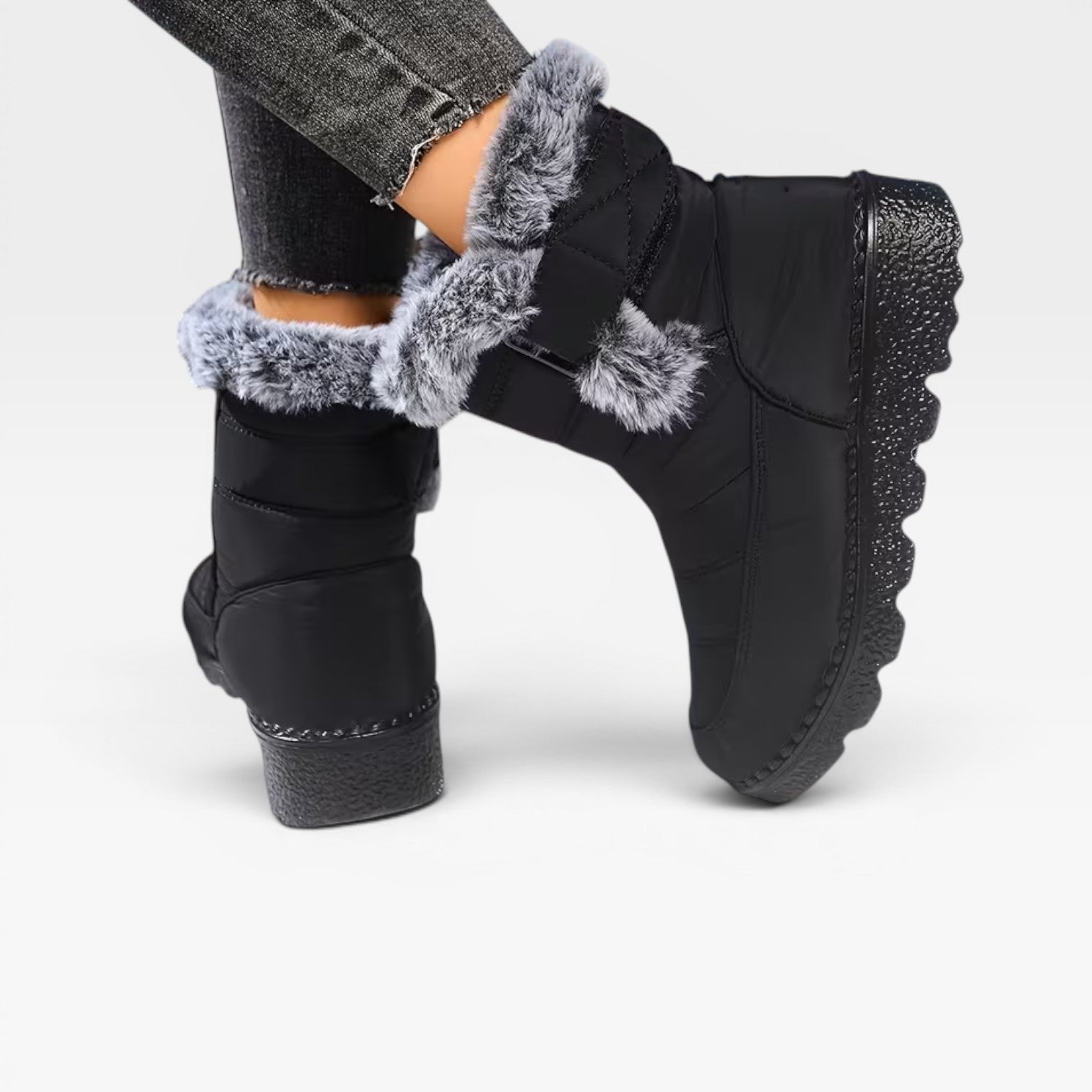 Quilted Snow Boots, Faux Fur Lined Lug Sole Winter Boot