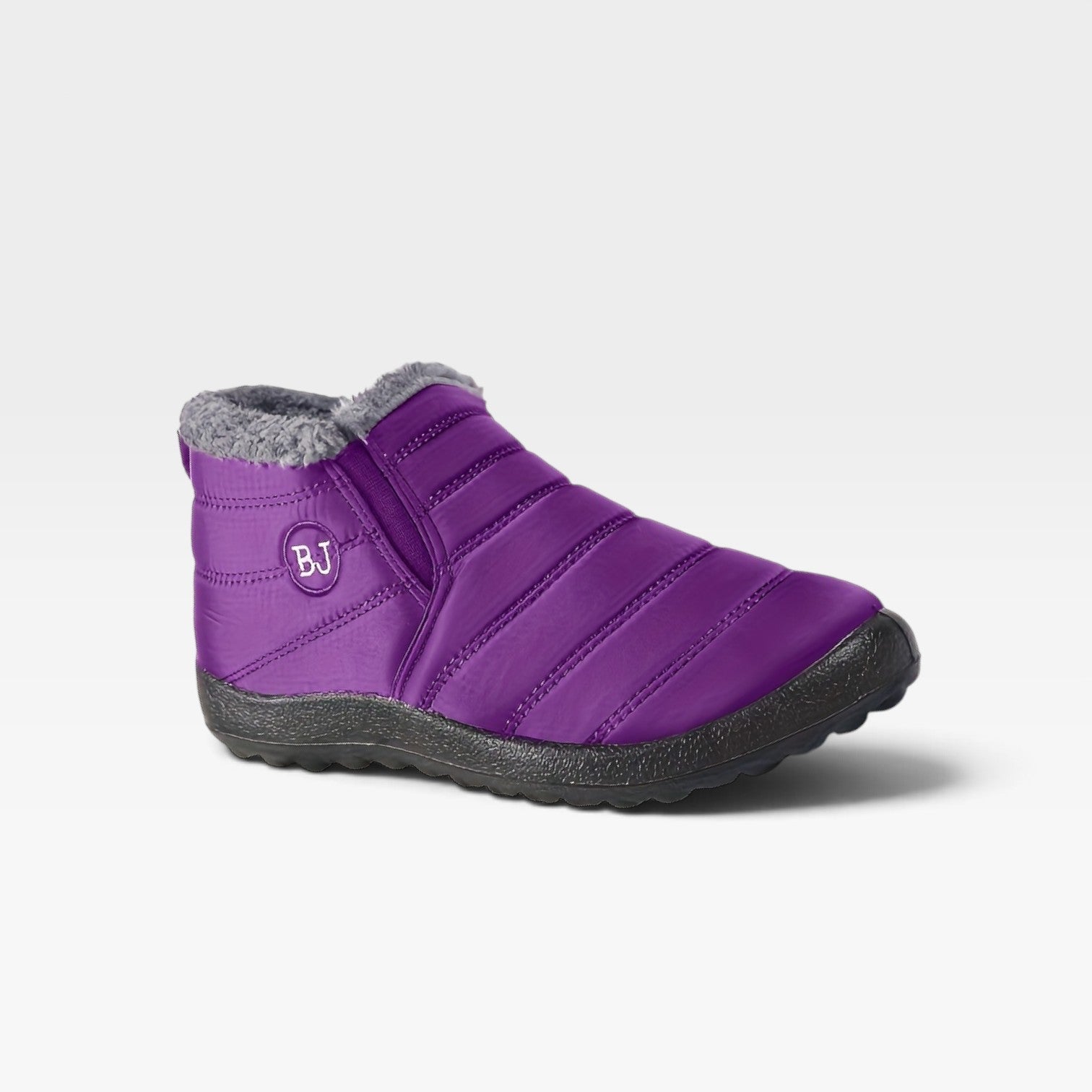 Quilted Fur Lined Snow Boots, Water Resistant Sole