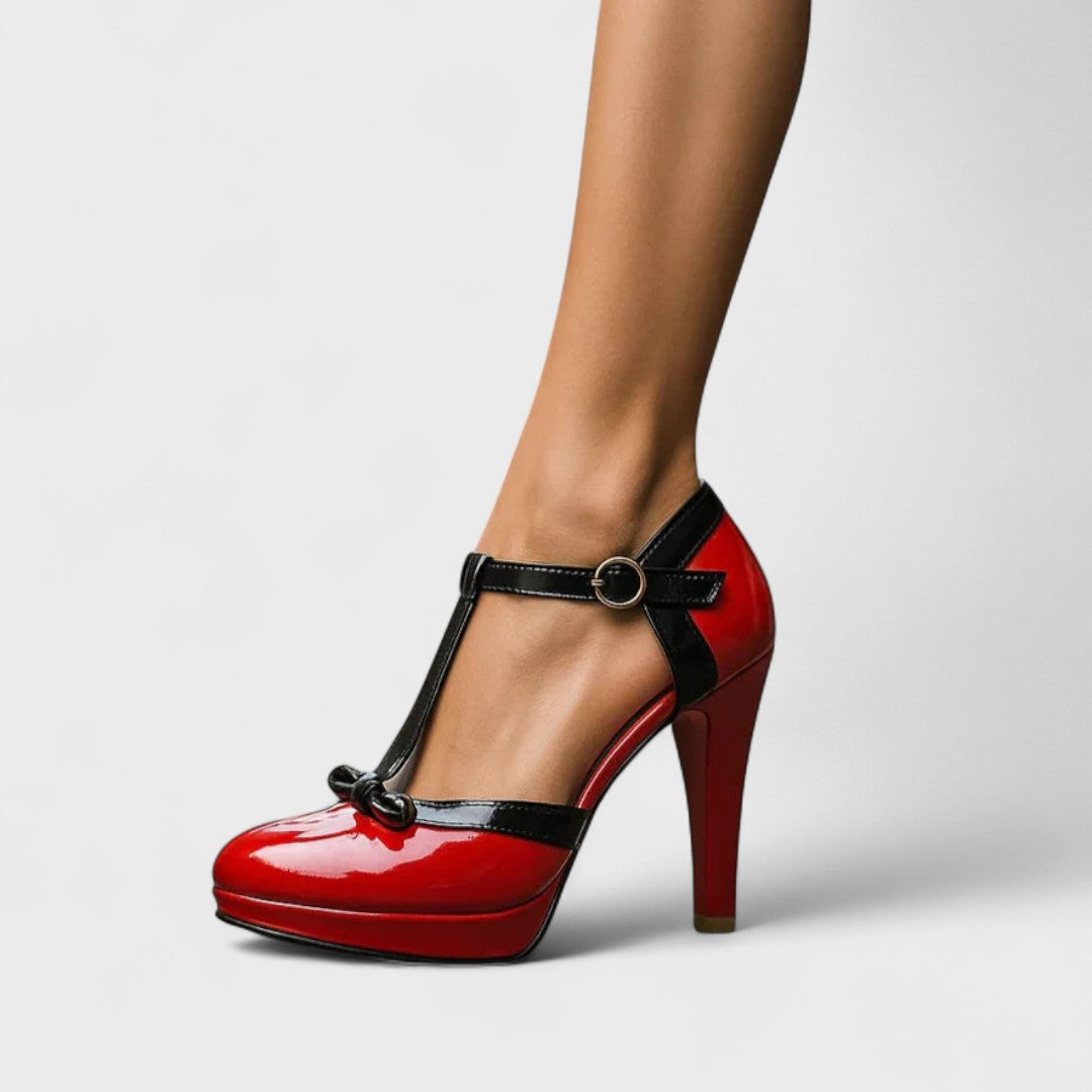 Platform Bow Heels, Ankle Strap Dress Shoes for Events