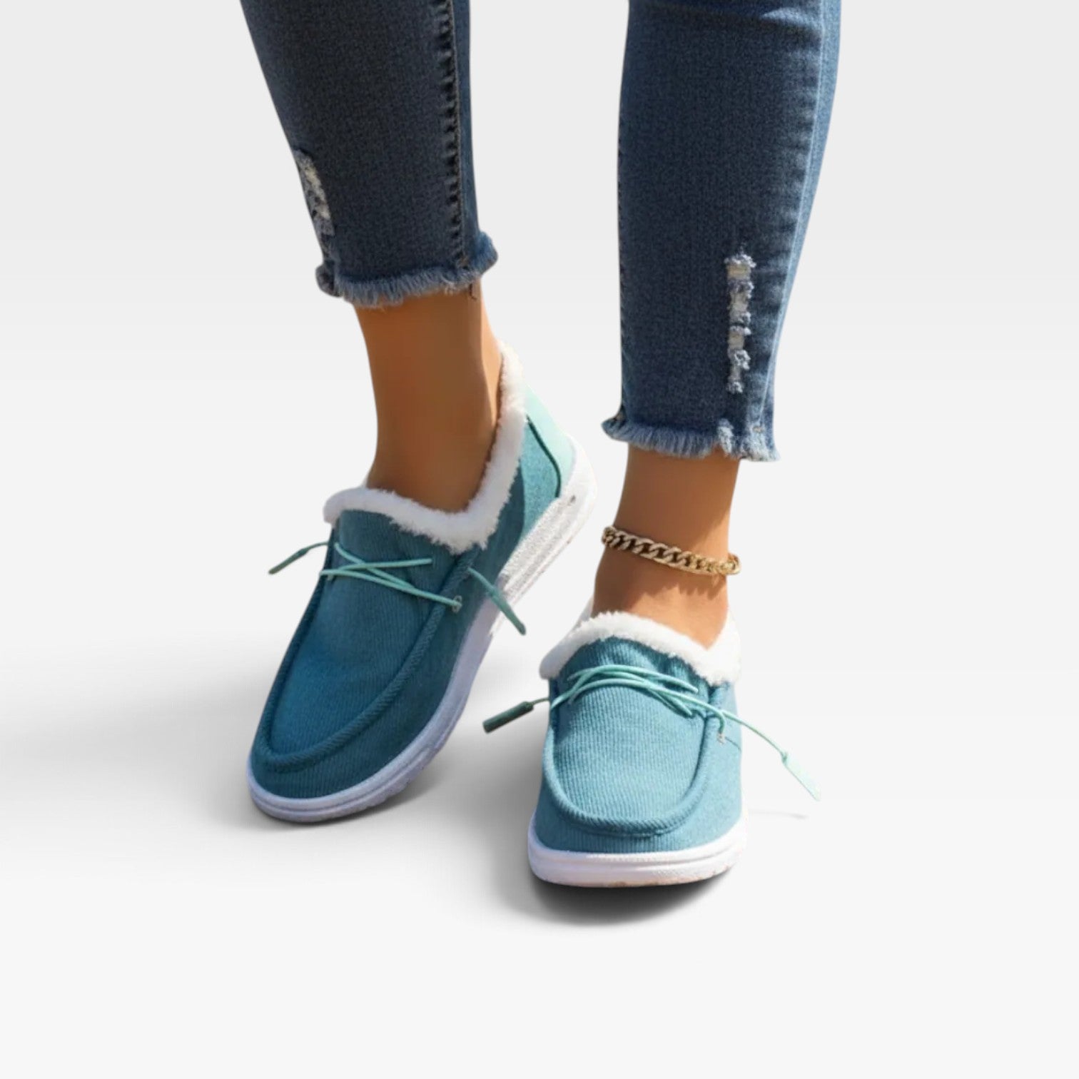 Faux Fur Lined Canvas Slip On Shoes, Cosy Flat Trainers