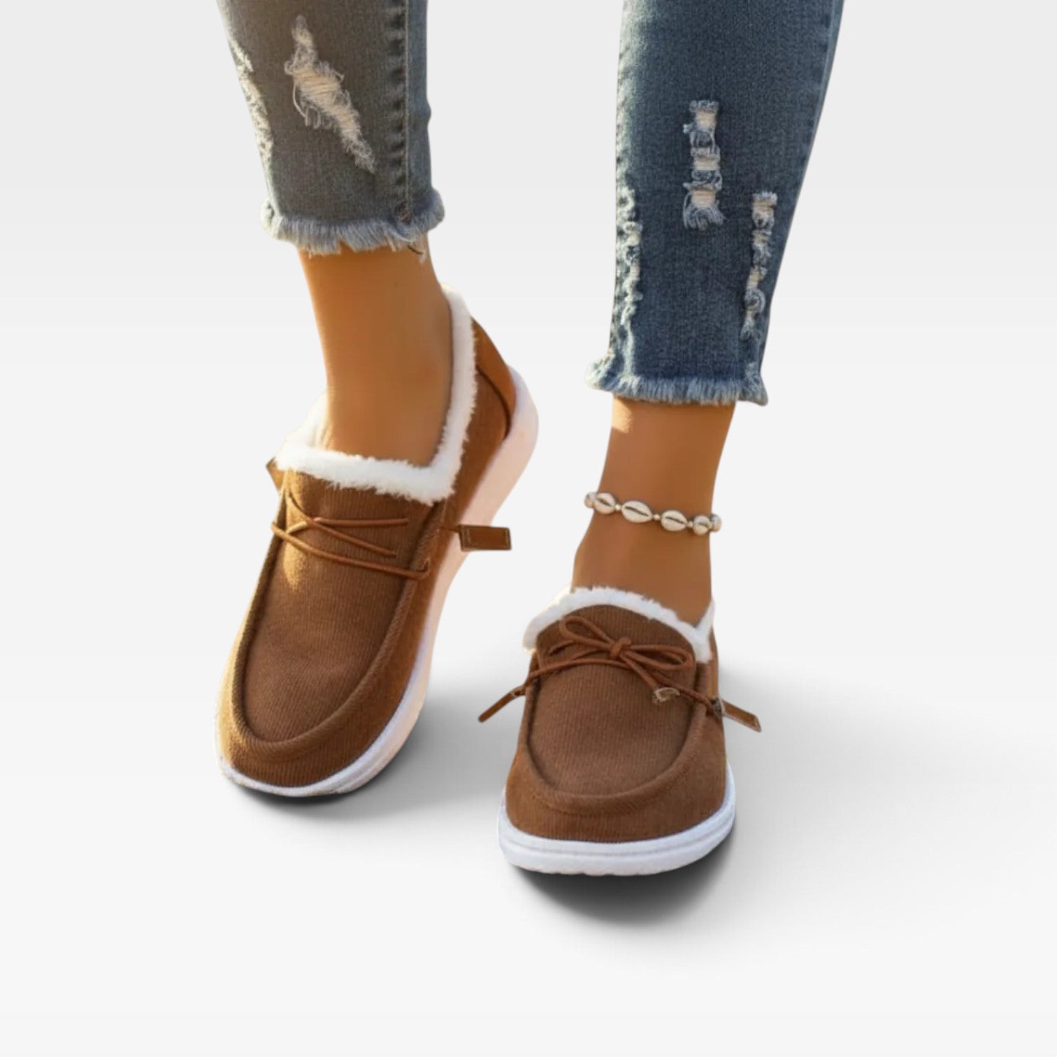 Faux Fur Lined Canvas Slip On Shoes, Cosy Flat Trainers