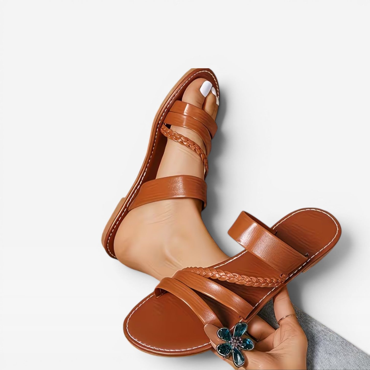 Braided Woven Slide Sandals, Open Toe Flat Summer Shoes