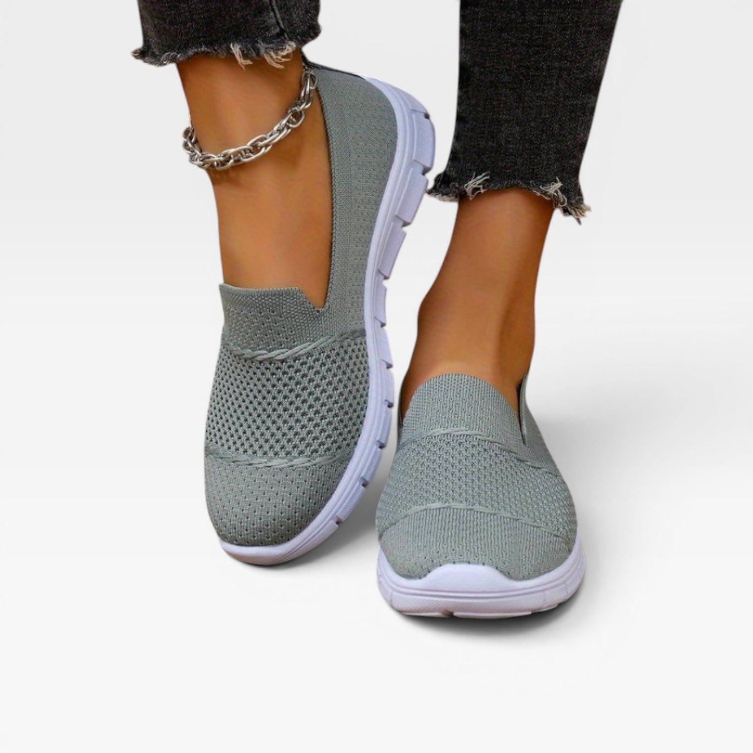 Knit Mesh Slip On Sneakers, Breathable Comfort Shoes