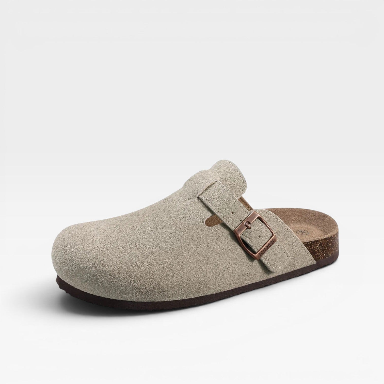 Suede Cork Clogs, Closed Toe Slip On Buckle Strap Mules