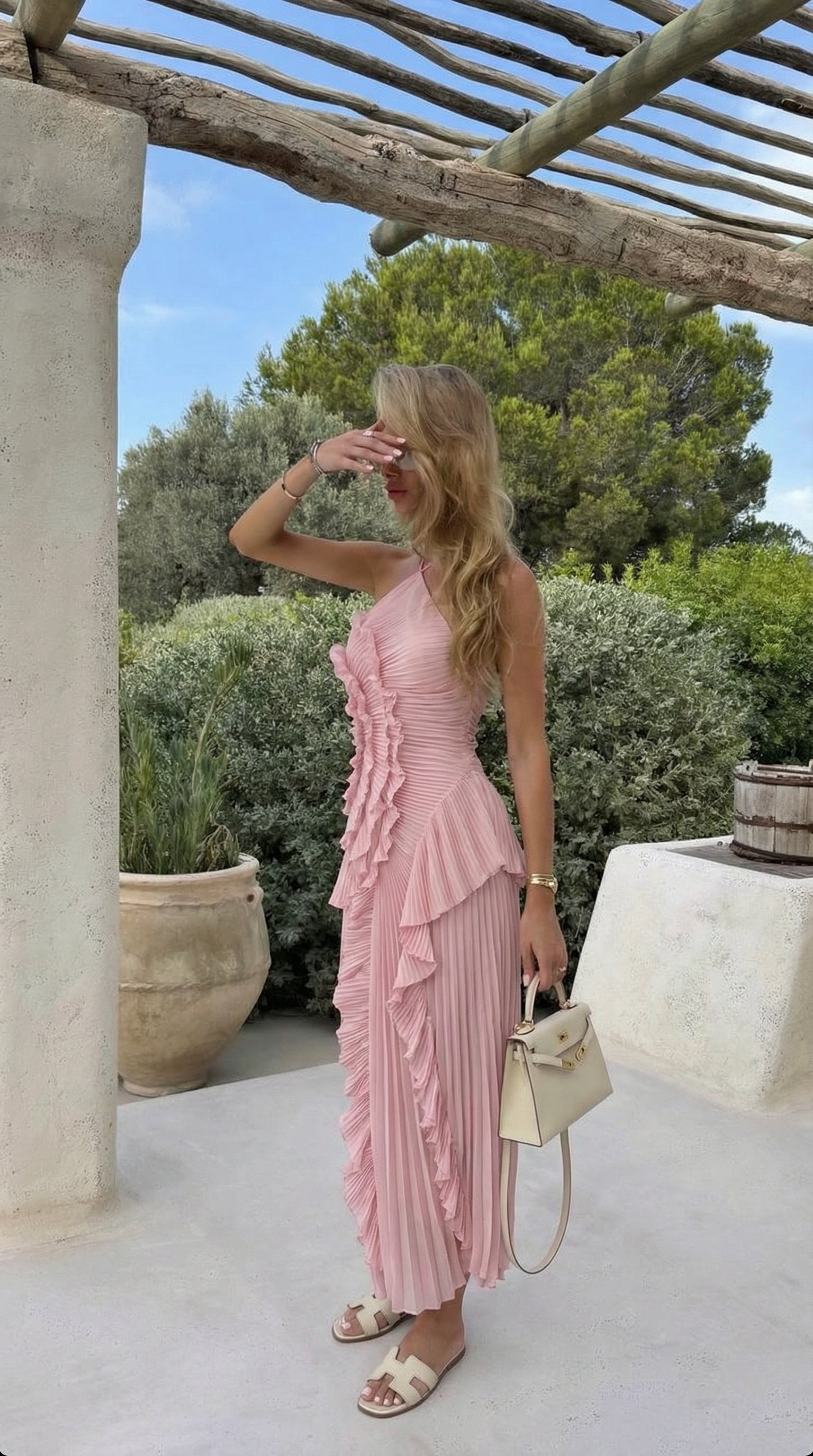 Ivy Halter Ruffled Maxi Dress