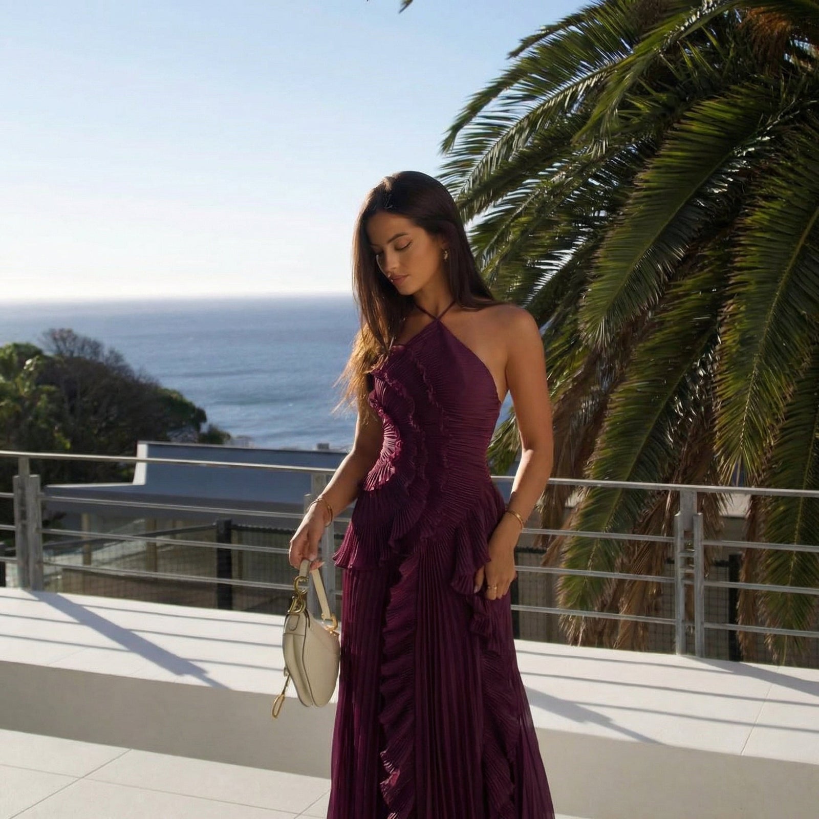 Ivy Halter Ruffled Maxi Dress