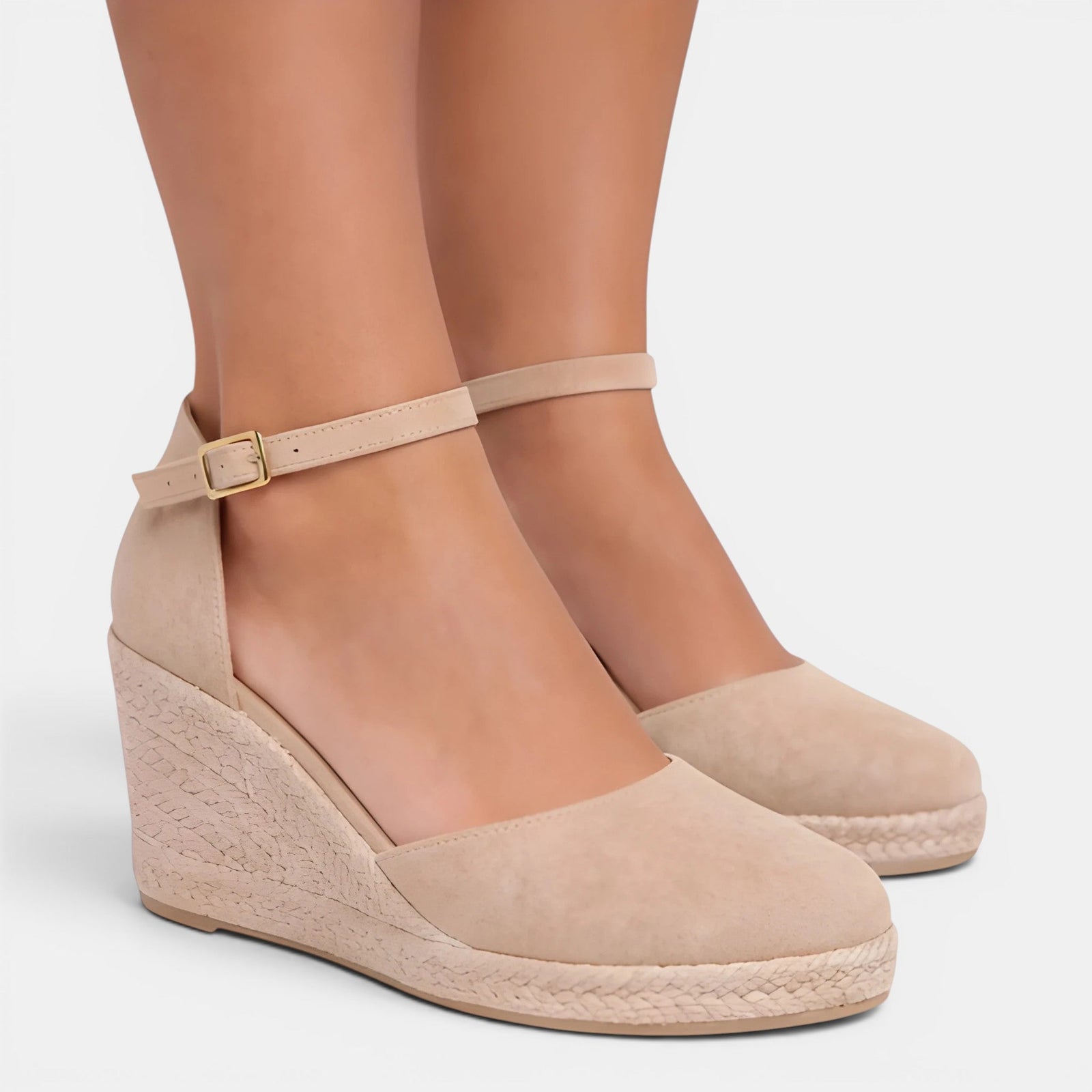 Closed Toe Wedge Sandals, Adjustable Ankle Strap Heel