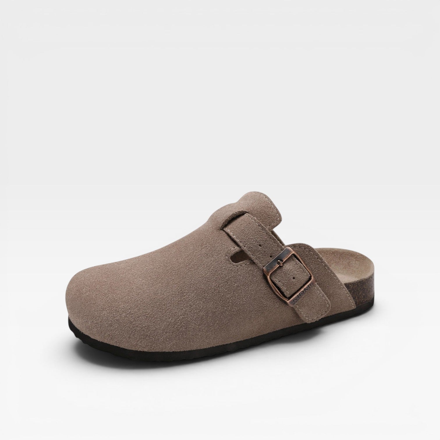 Suede Cork Clogs, Closed Toe Slip On Buckle Strap Mules