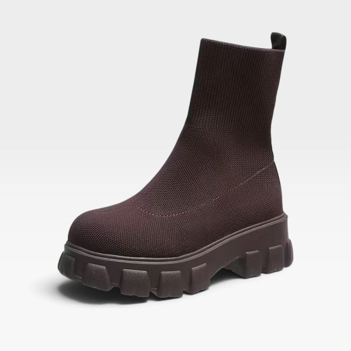 Stretch Knit Sock Ankle Boots, Slip On Heeled Booties