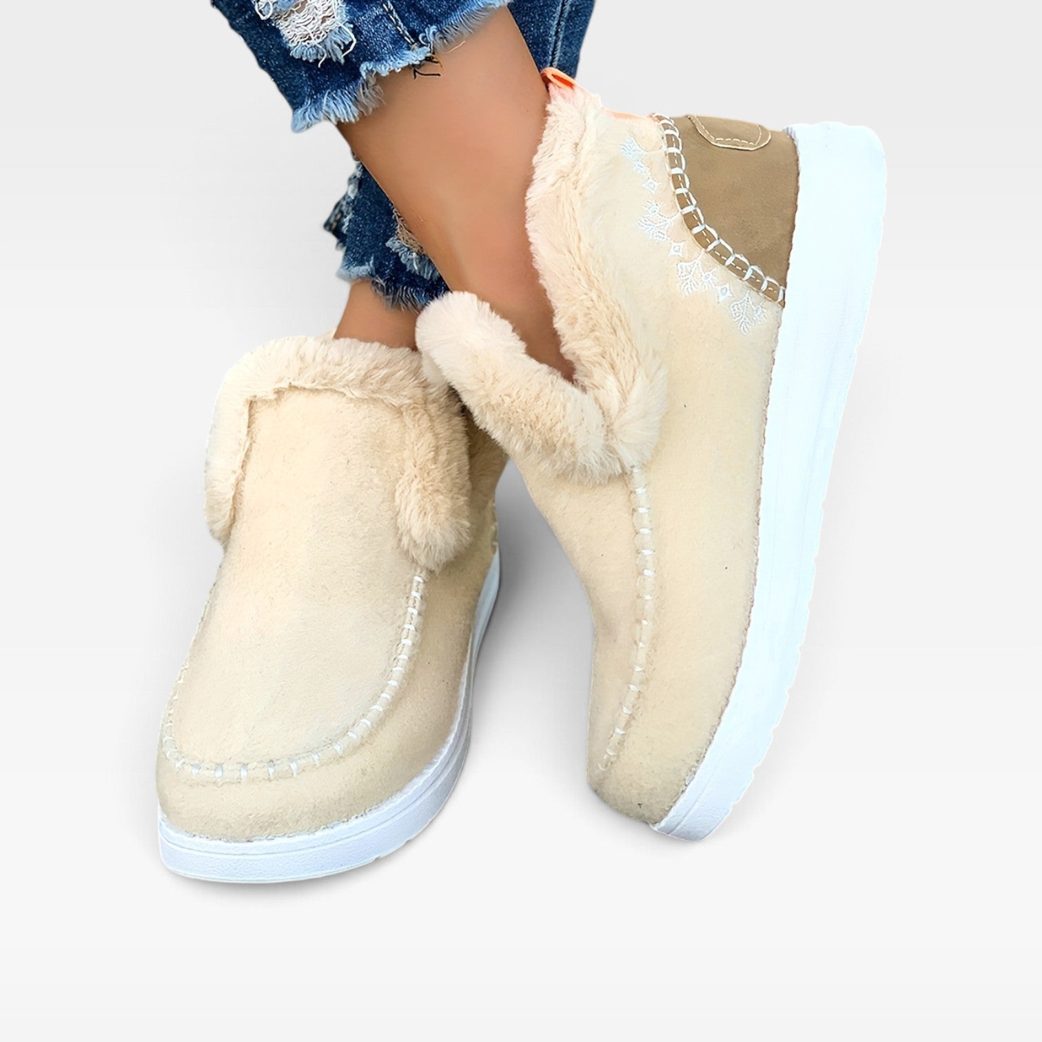 Wool Felt Ankle Boots, Moc Toe Fleece Lined Platform