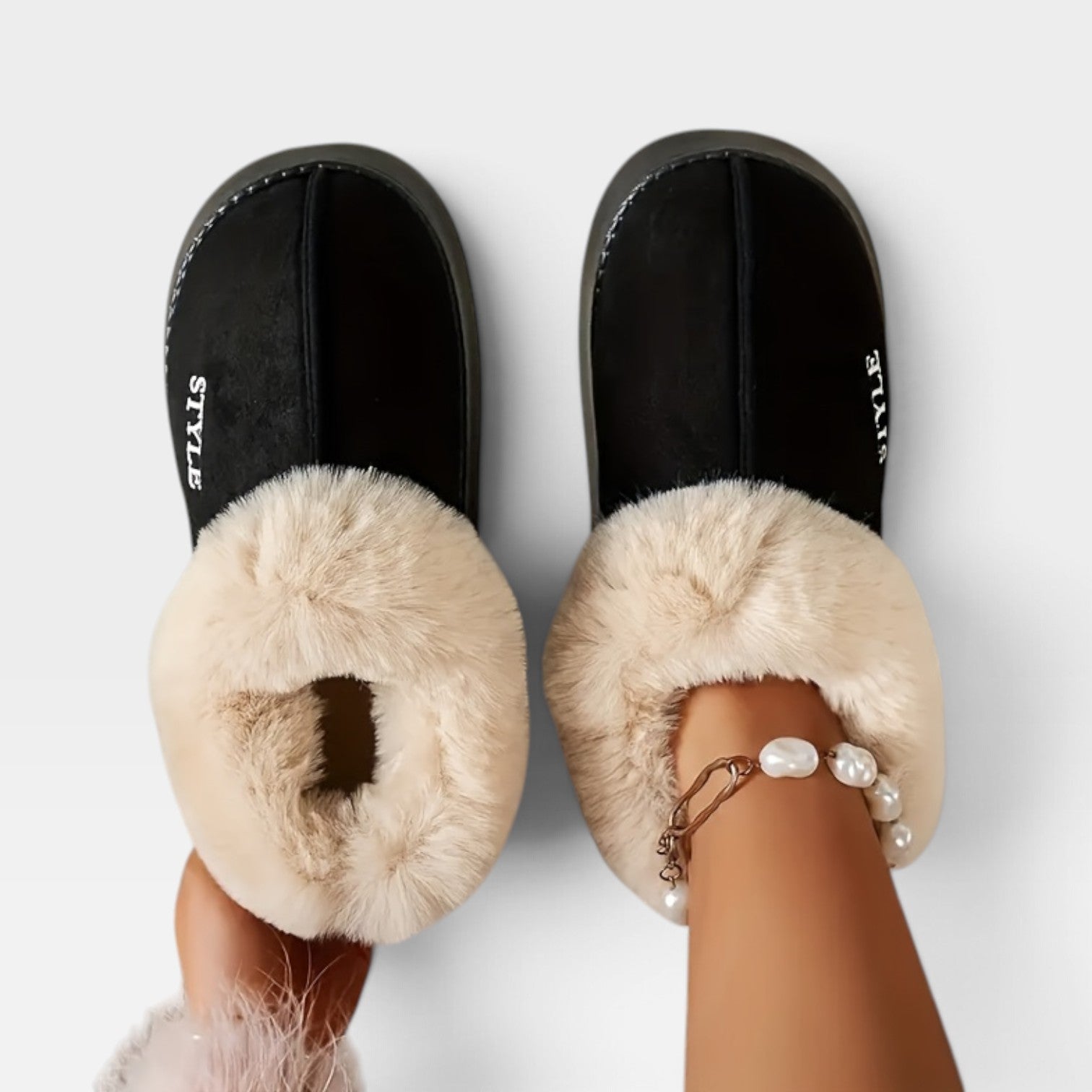Suede Ankle Boots with Fur Trim, Anti Slip Cushion Sole