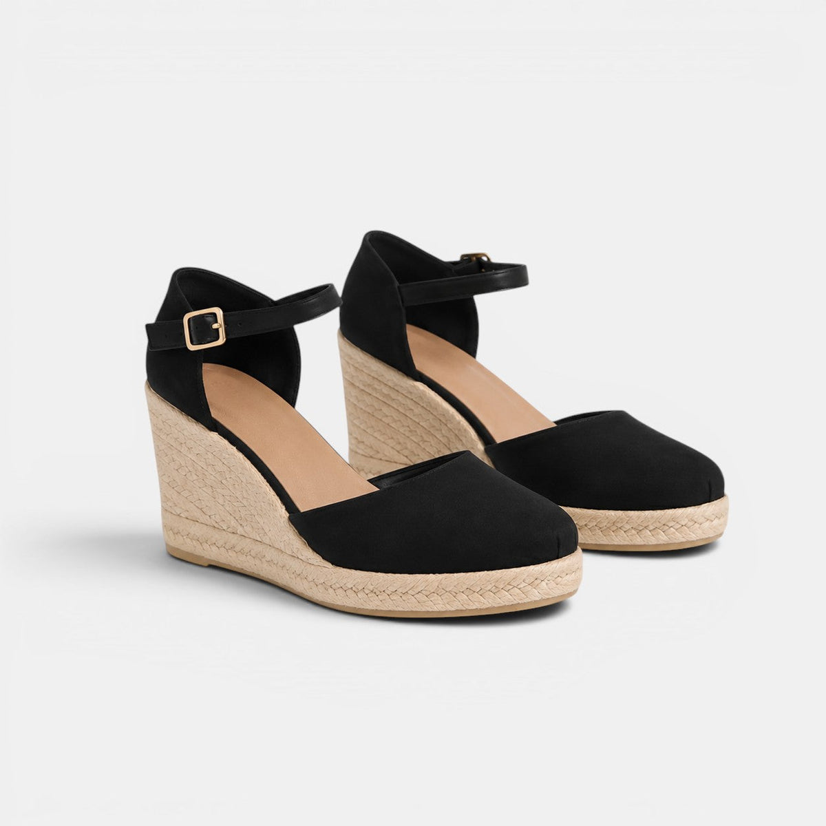Closed Toe Wedge Sandals, Adjustable Ankle Strap Heel
