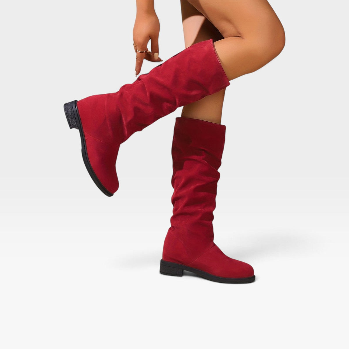 Soft Suede Knee High Boots, Slouchy Pull On Silhouette