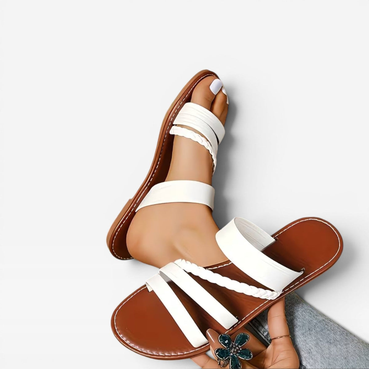 Braided Woven Slide Sandals, Open Toe Flat Summer Shoes
