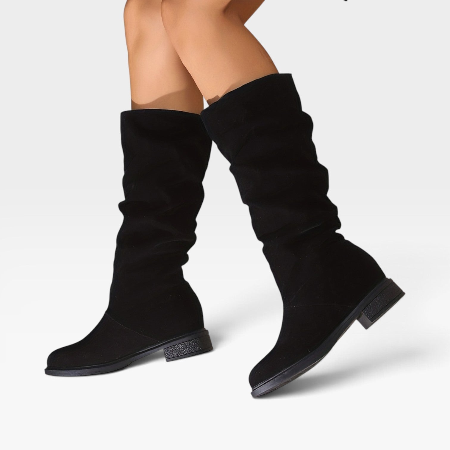 Soft Suede Knee High Boots, Slouchy Pull On Silhouette