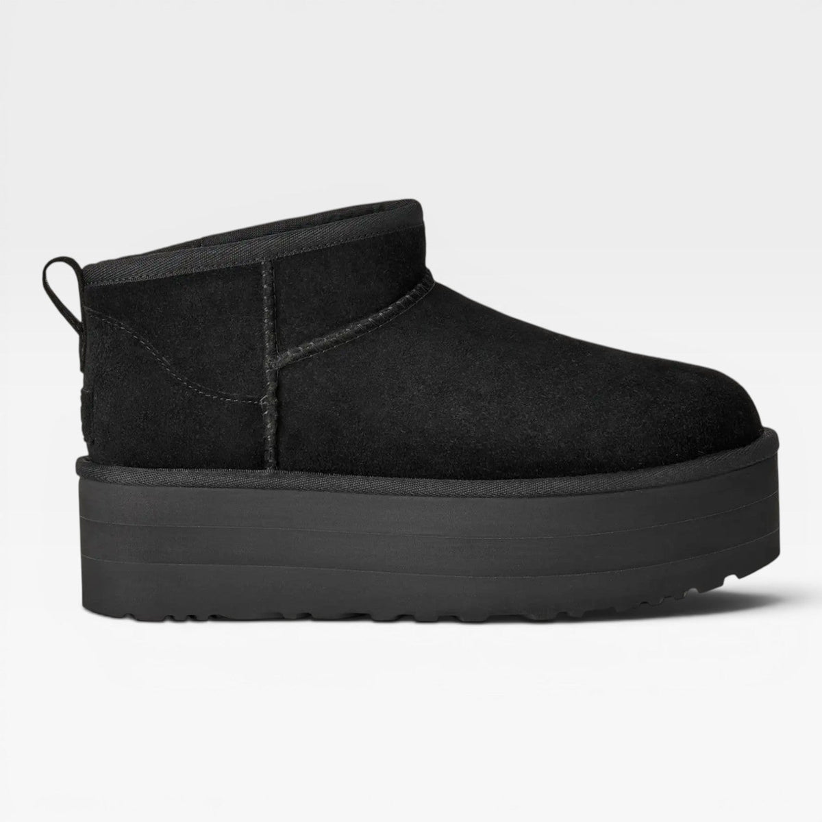 Cowhide Suede Mini Boots, Lifted Sheepskin Platform