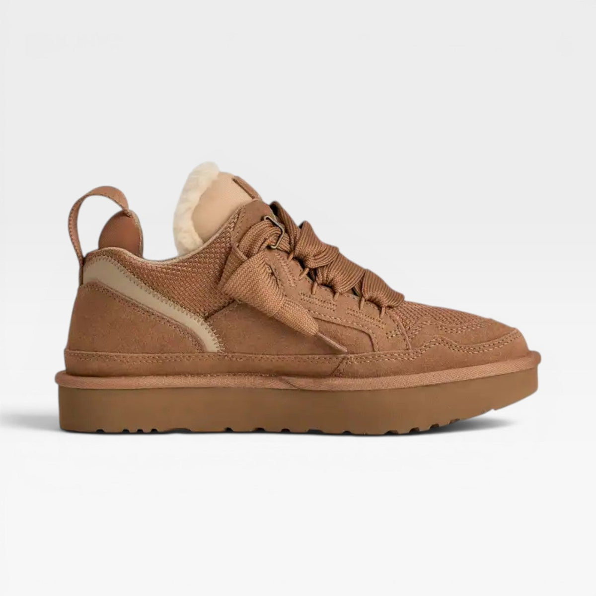 Shearling Lined Suede Sneakers, Chunky Cushion Sole