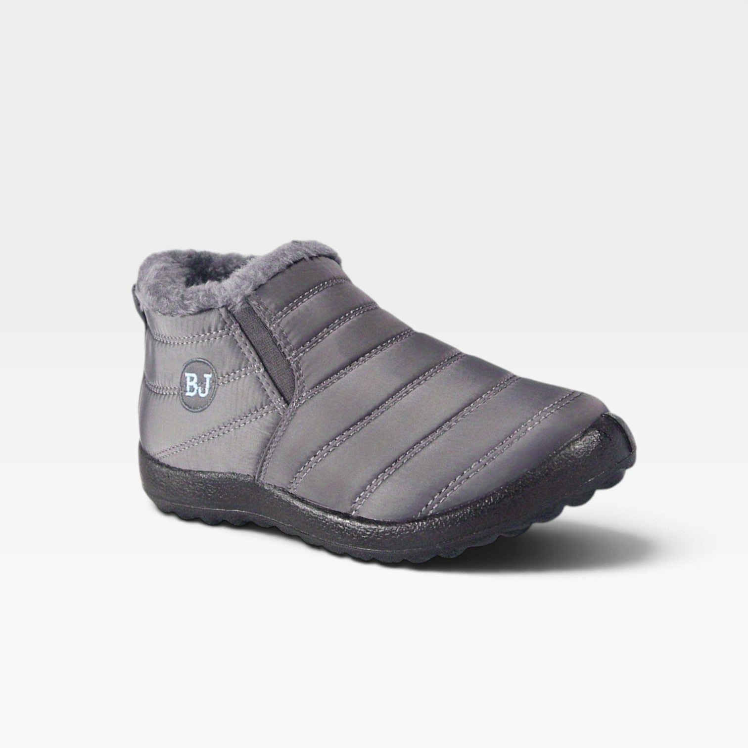 Quilted Fur Lined Snow Boots, Water Resistant Sole