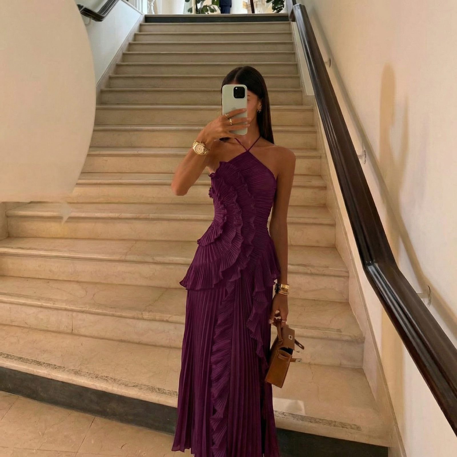 Ivy Halter Ruffled Maxi Dress