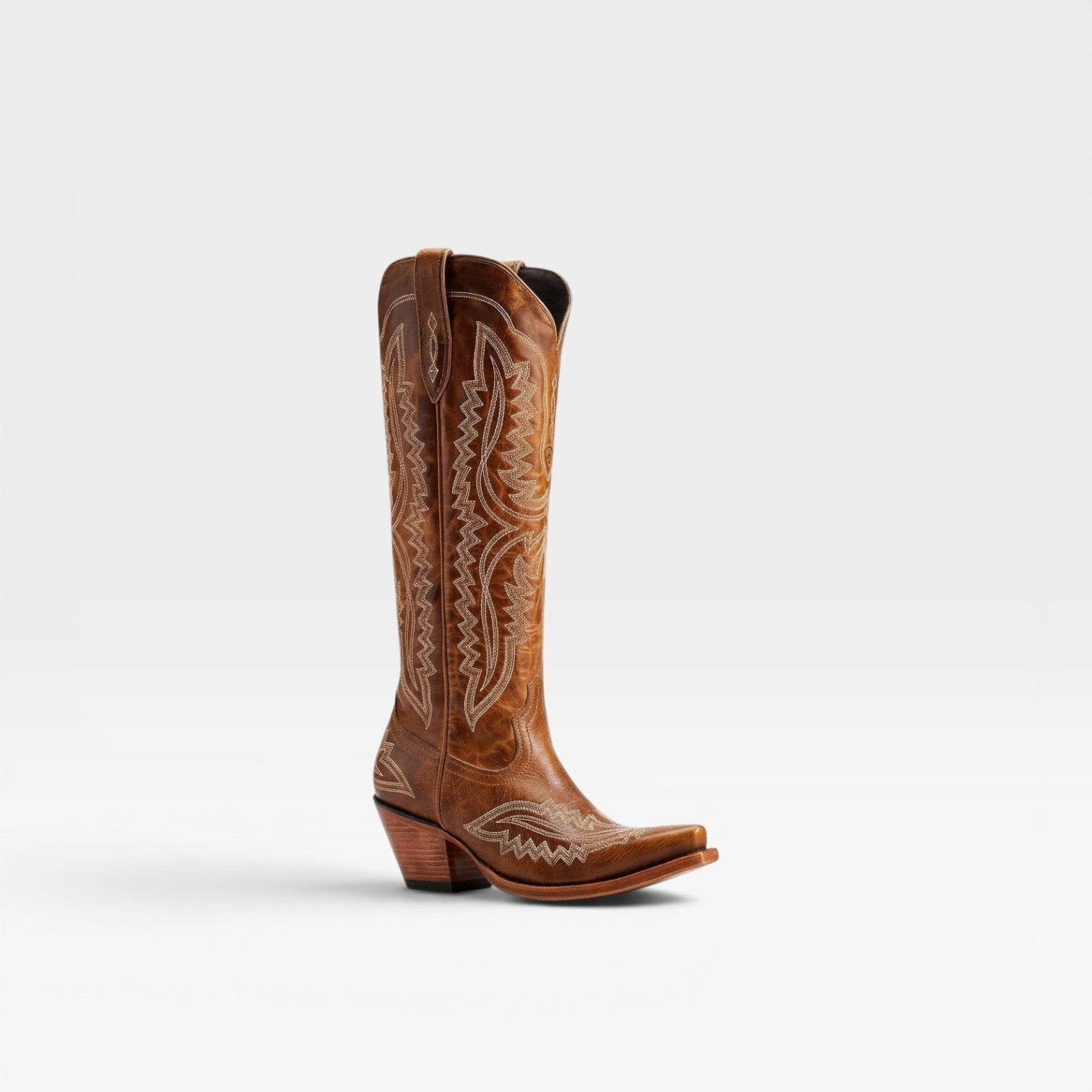 Tall Cowboy Boots, Embroidered Knee High Western Heel