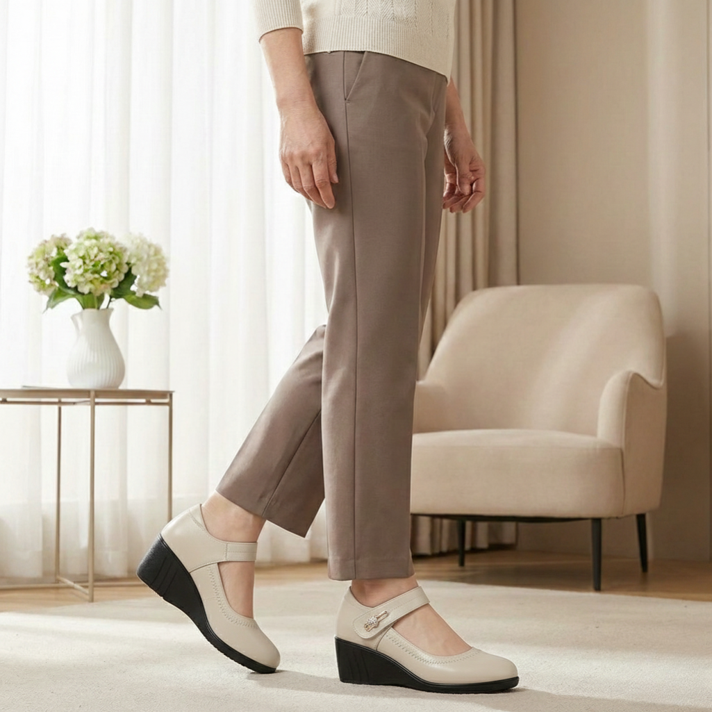 Leather Mary Jane Pumps, Cushioned 1.5 Inch Mid Heel