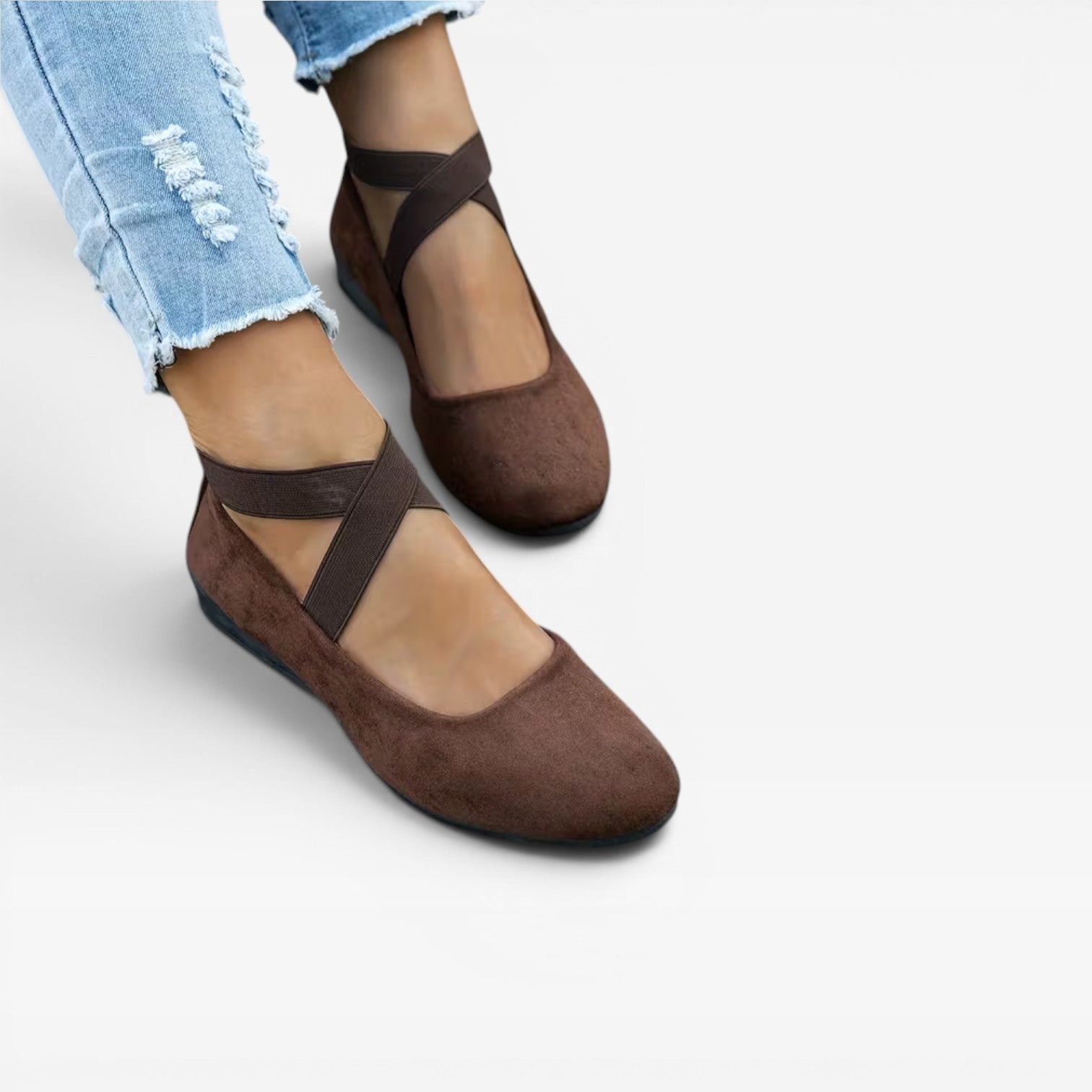 Cross Strap Ballet Flats, Soft Minimalist Slip-Ons