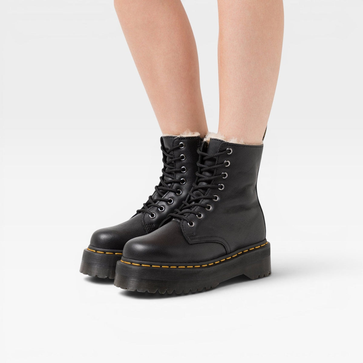 Platform Combat Boots, Chunky Sole Leather Lace Ups