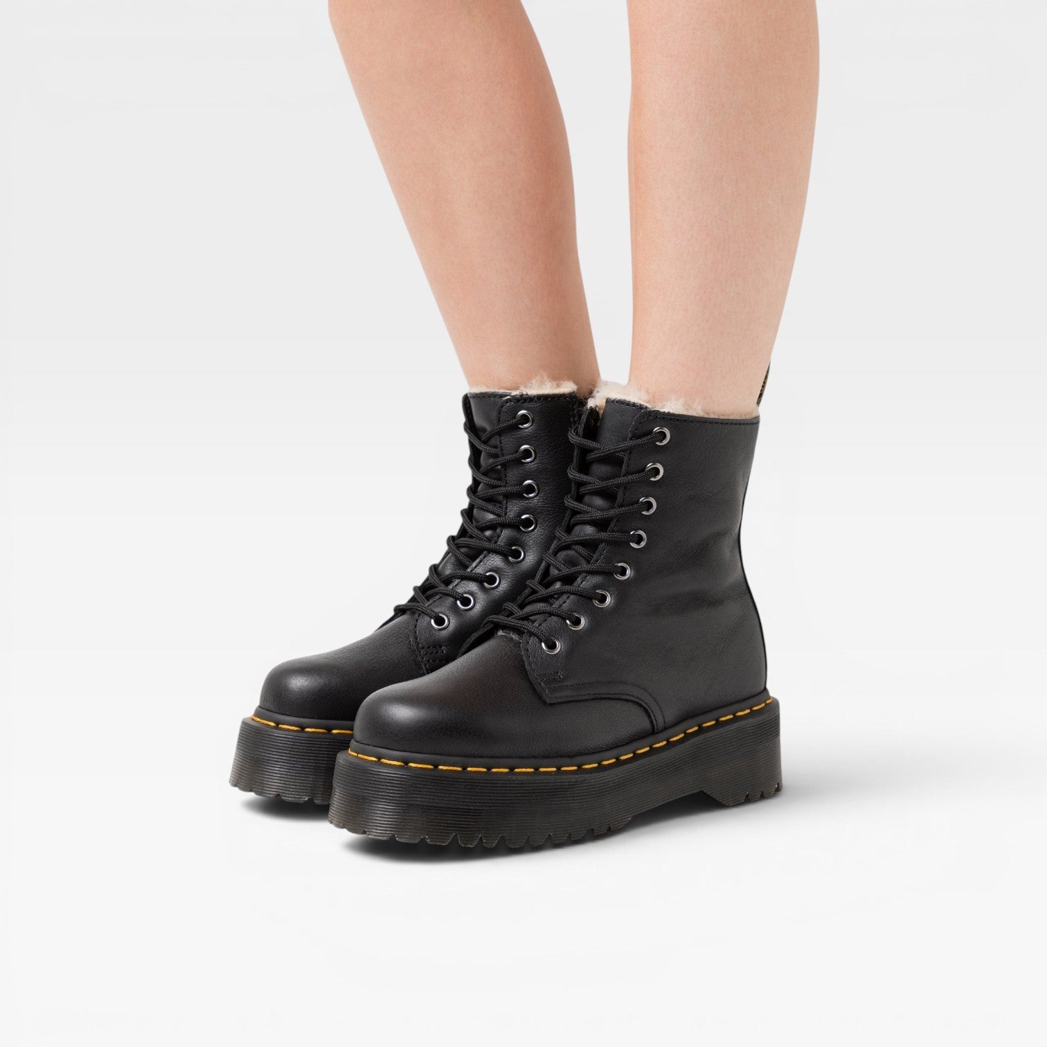 Platform Combat Boots, Chunky Sole Leather Lace Ups