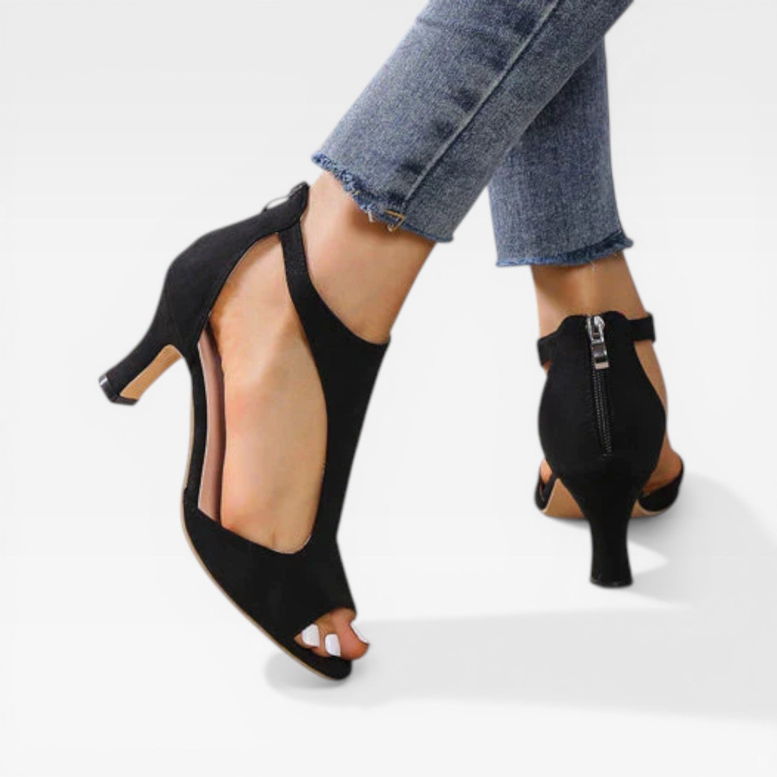 Open Toe Kitten Heels, Animal Print Summer Sandals