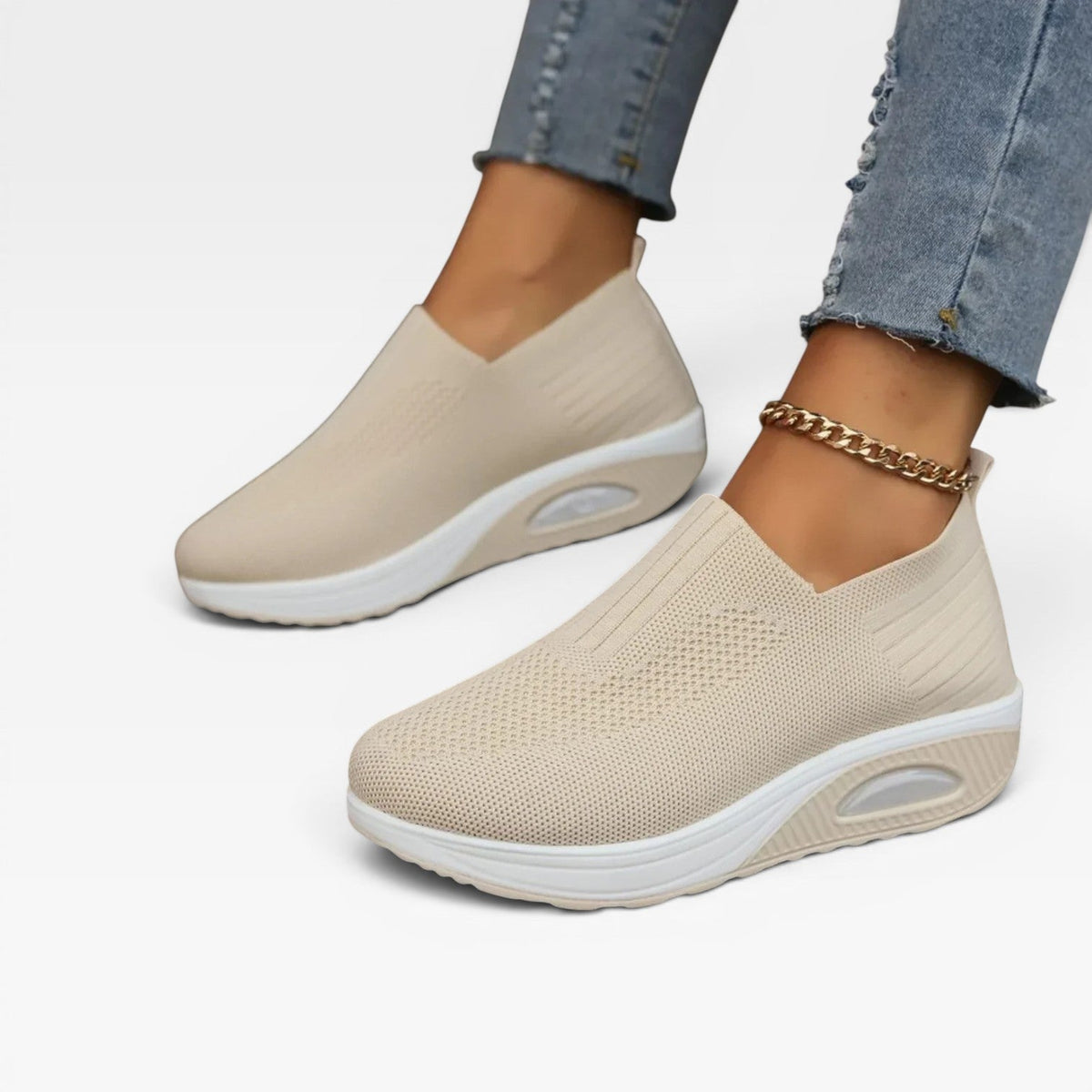 Knit Slip On Trainers, Breathable Lightweight Walkers