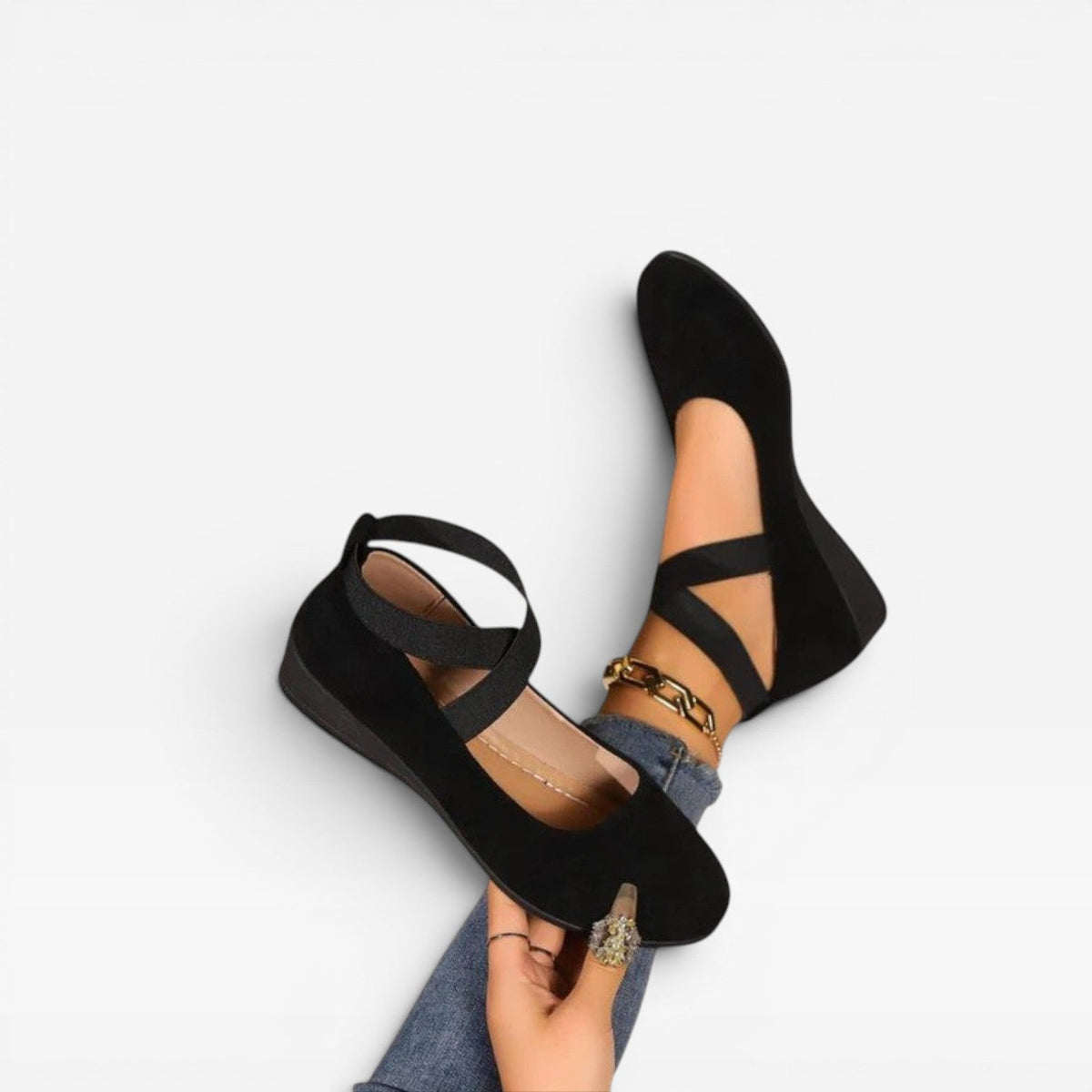 Cross Strap Ballet Flats, Soft Minimalist Slip-Ons