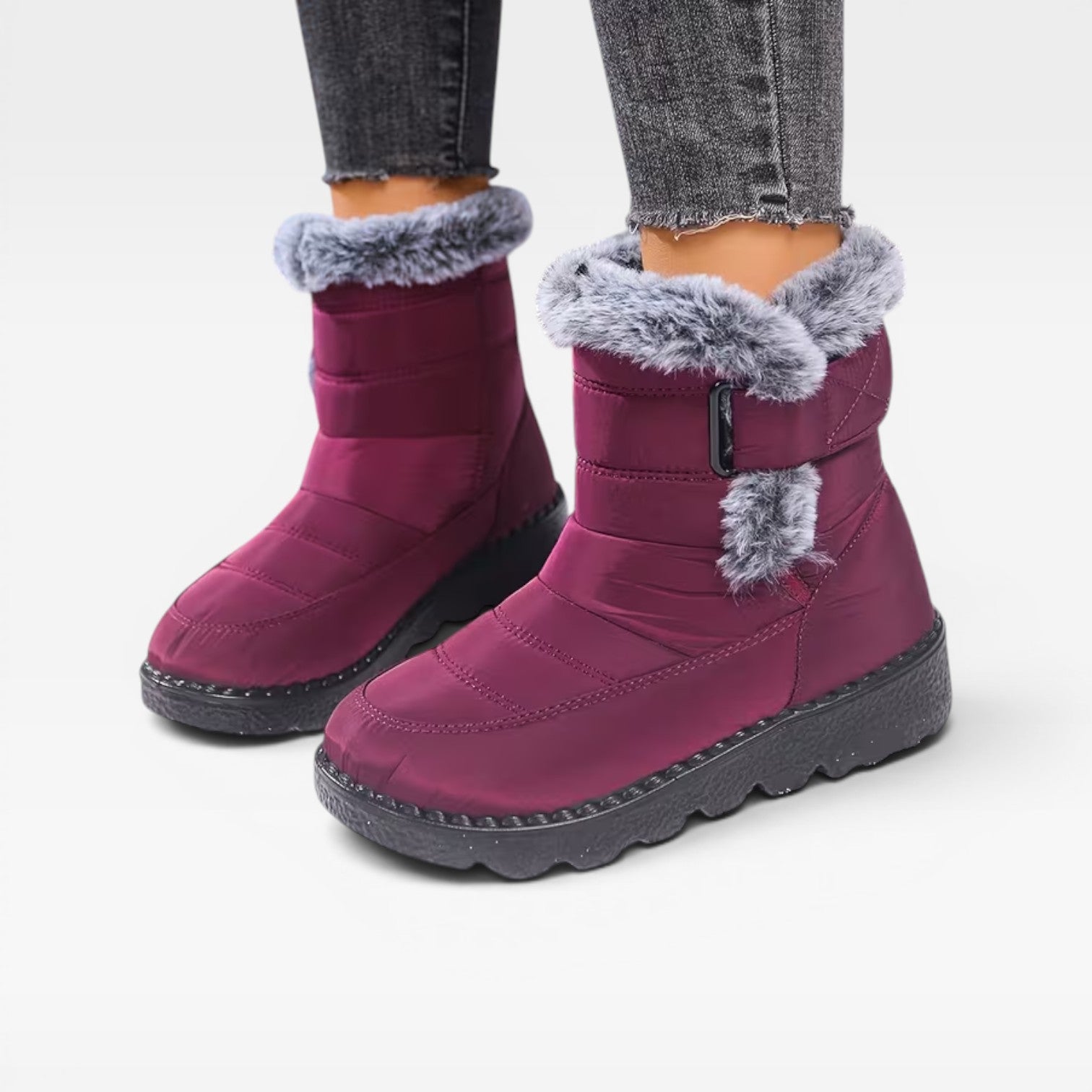 Quilted Snow Boots, Faux Fur Lined Lug Sole Winter Boot